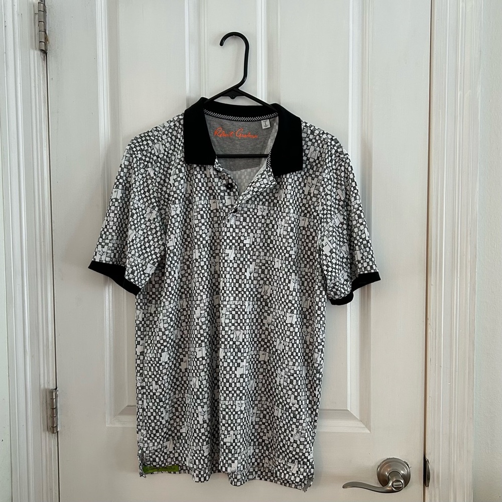 Robert Graham‎ Men's Trophy Golf Print Polo Short Sleeve Shirt Size Large